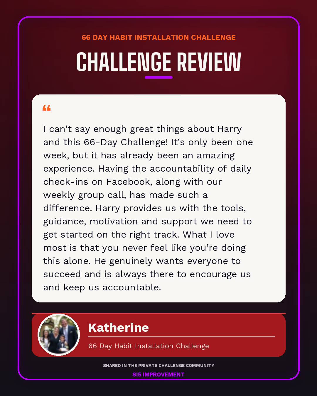 Katherine's review of the 66 Day Habit Installation Challenge
